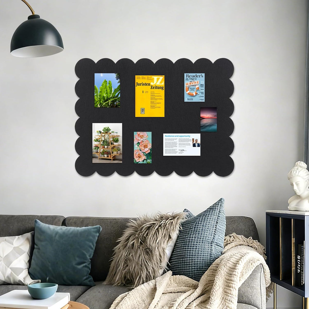 Scalloped Bulletin Board 36 x 24 Inches Felt Pin Board, Black