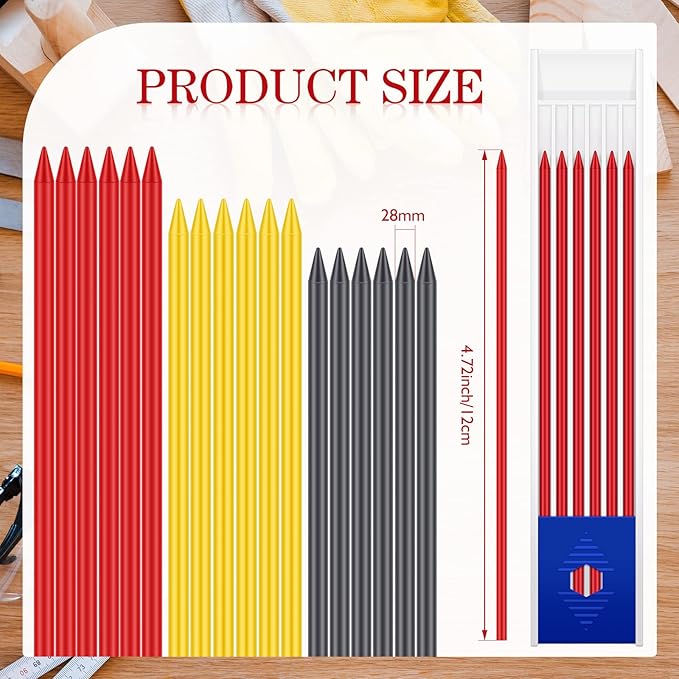 Spakon 60 Pcs 2.8mm Lead Refill Carpenter Construction Pencils Marker Lead - Image 3