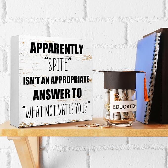 Office Wooden Box Sign Spite Isn't An Appropriate Answer 5x5x1 INCH Sign - Image 4