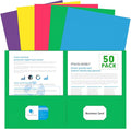 Two Pocket Folders, PANDRI 50 Pack 2 Pocket Folders, Letter Size Paper File by PANDRI