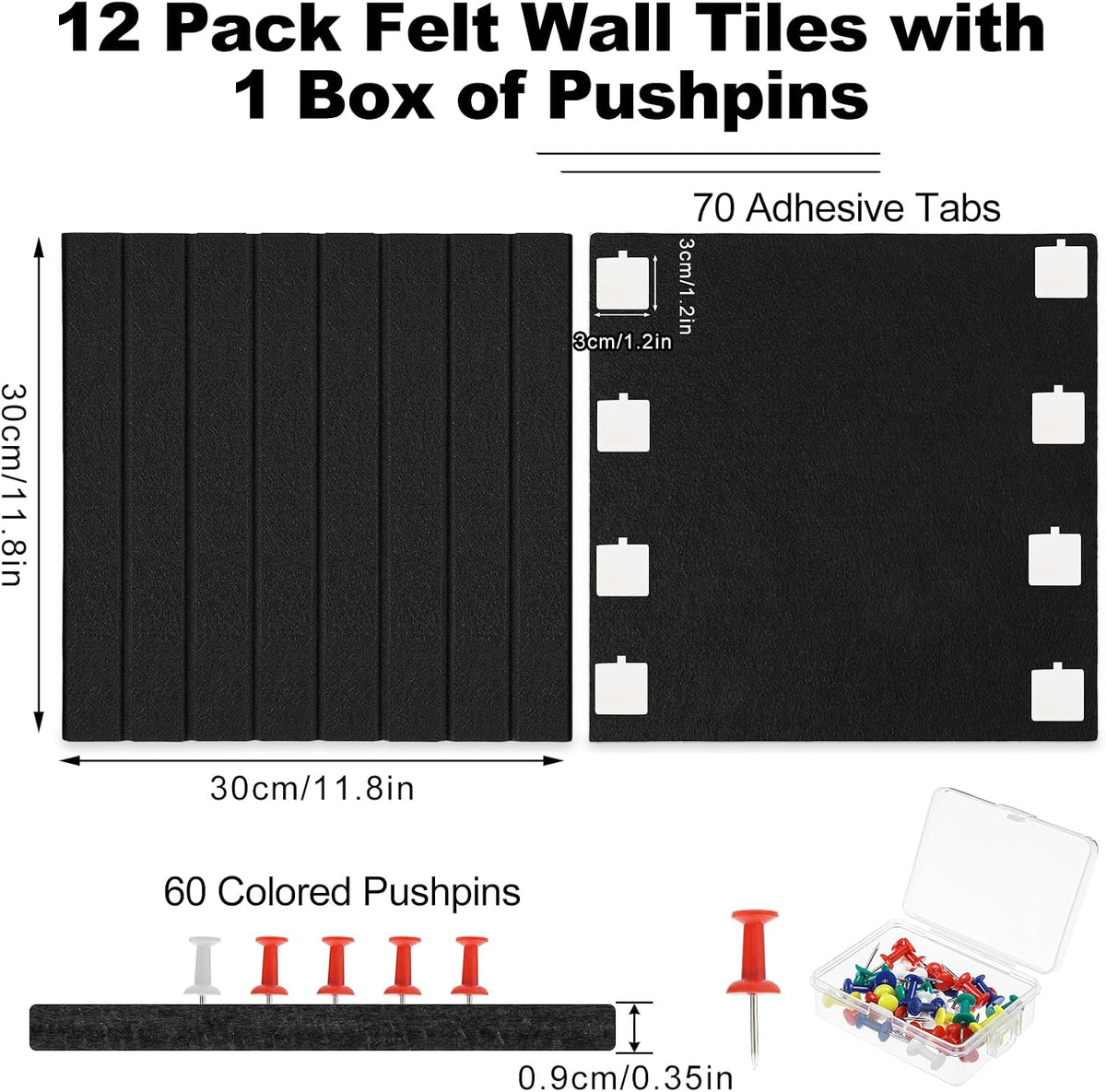 Thboxes Large Cork Board Alternative 48" x 36", 12-Pack Pin Board w...
