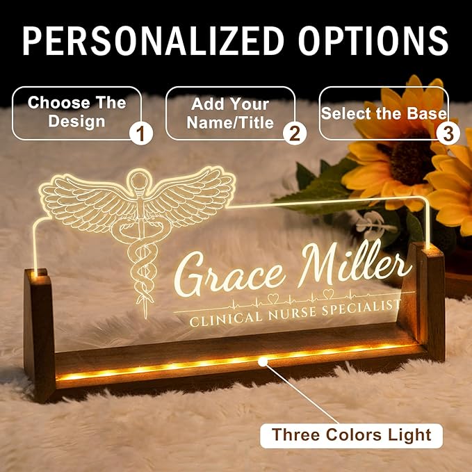 Desk Name Plate Personalized, Custom Office Light Up Name Plate - Image 6