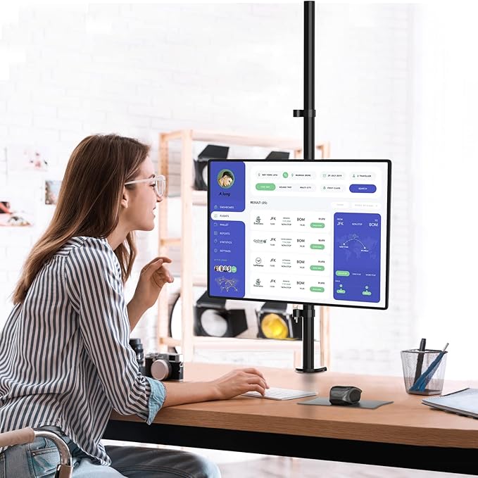 WALI Single Monitor Stand Desk Mount, 39 inch Tall Monitor Stand Fully - Image 7