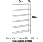 Regal Altair 14" Deep x 54" Wide x 86" Height Wire Shelving Kit | 6-Tier | NSF - Image 3