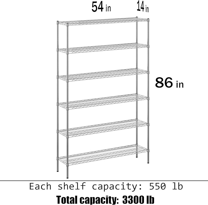 Regal Altair 14" Deep x 54" Wide x 86" Height Wire Shelving Kit | 6-Tier | NSF - Image 3