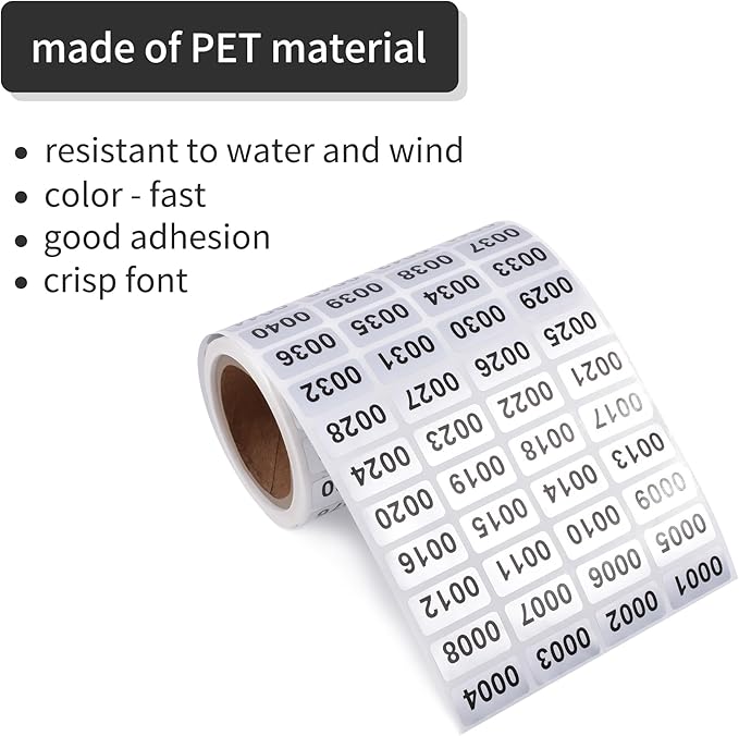 1-2000 Consecutive Number Inventory Stickers Self Adhesive Waterproof Labels - Image 4