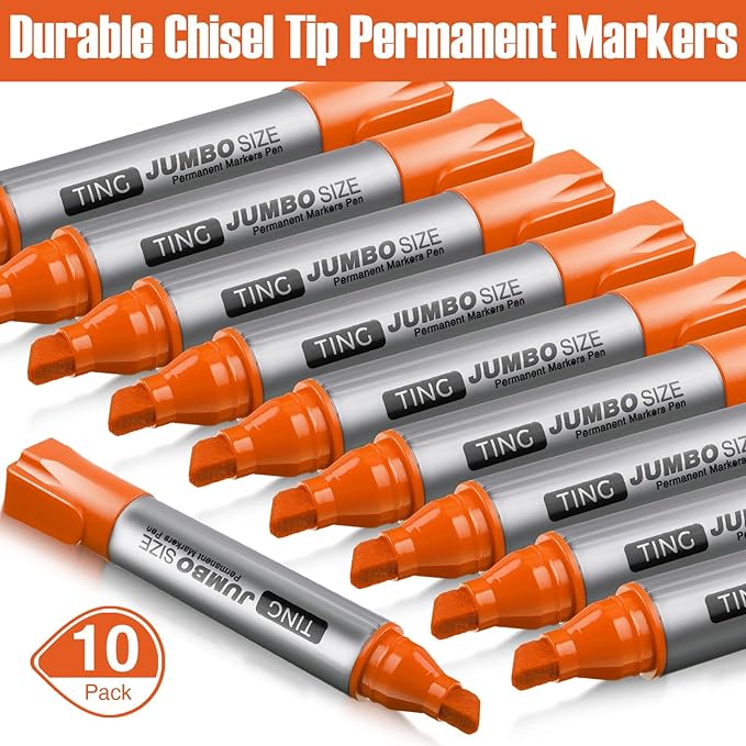 Fuutreo 10 Pack Jumbo Permanent Markers Bulk Large Chisel Tip Permanent Markers - Image 2