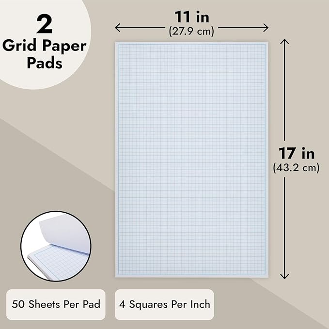Bright Creations 2 Pack Engineering Graph Paper Pads, 11x17 Quadrille Grid Paper - Image 4