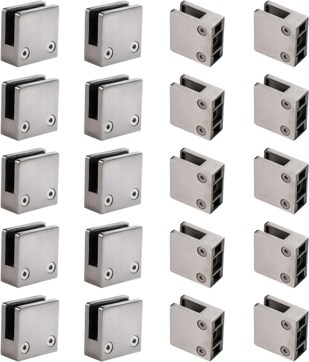 GOSURE 4PCS Adjustable Glass Shelf Bracket, 1/3"-1/2" 304 Stainless Steel