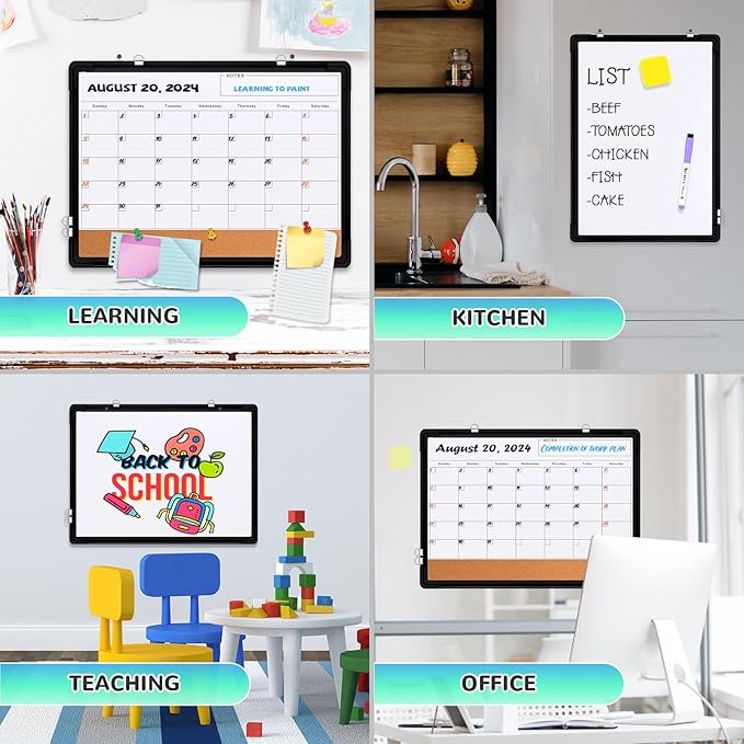 Monthly Calendar Whiteboard, Magnetic Dry Erase Board, Double-Sided White Board - Image 6
