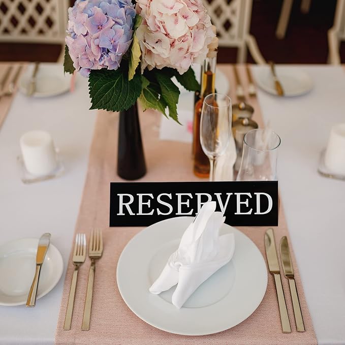 Peryiter 12 Pcs Table Top Reserved Sign Metal Reserved Table Tent Signs Double - Image 3