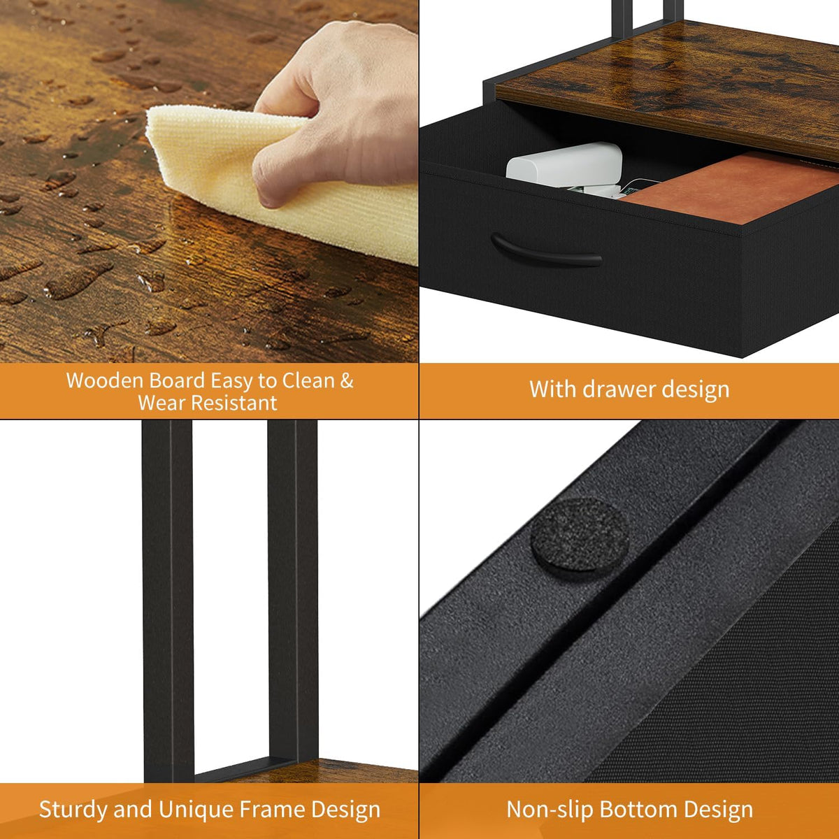 Printer Stand with Storage for Desk, with Fabric Drawer Desktop Printer Stand...