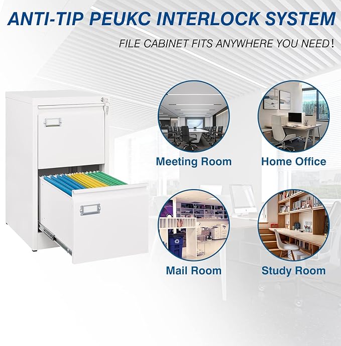 PEUKC 2-Drawer File Cabinet, 16.3" Deep Vertical Filing Cabinet - Image 6