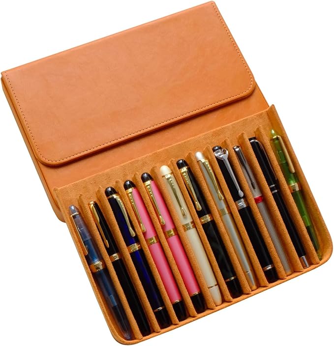 MIVLXLX Leather 12 Fountain Pen/Pencil Tray Case Organizer, Fashion Design - Image 9