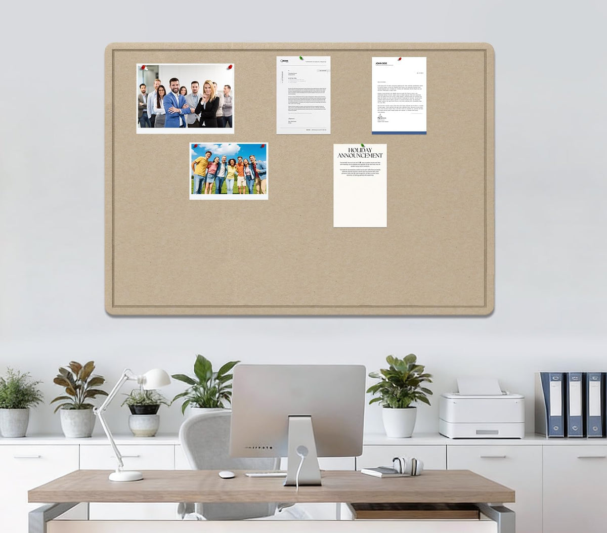 Extra Large Bulletin Board 96" x 48", Felt Pin Board, Beige Brown