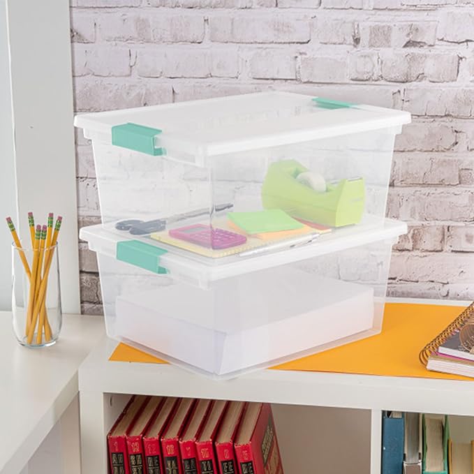 Sterilite 4-Pack Clip Box, Stackable Clear Plastic Bins - Image 9