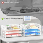 Subekyu 2-Pack 3-Tier White Metal Mesh Desk Paper Letter Tray & File Sorter - Image 2
