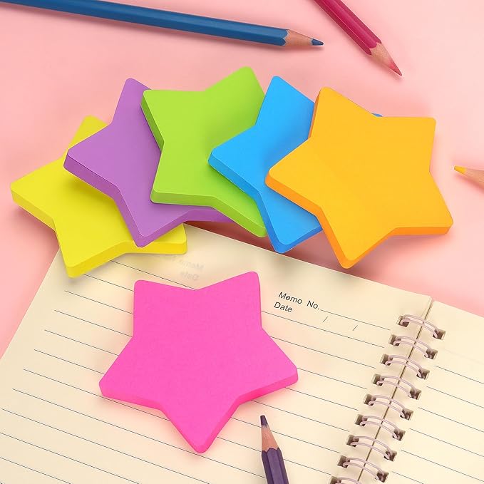 SIMONA Star Shape Sticky Notes 6 Color Bright Colorful Sticky Pad 75 Sheets/Pad - Image 7
