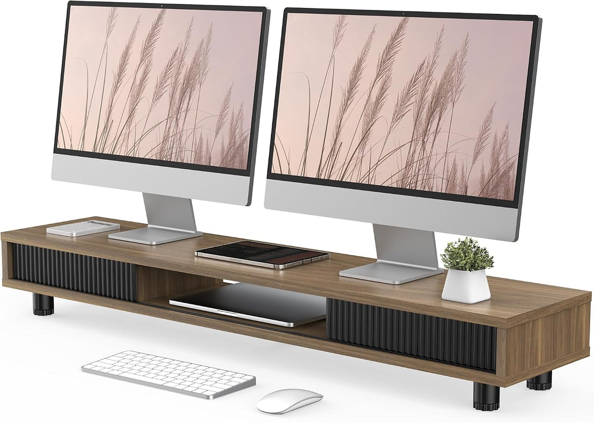fenge dual monitor stand with storage, desk shelf, main product view