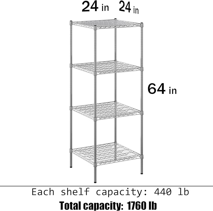 Regal Altair 24" Deep x 24" Wide x 64" Height Wire Shelving Kit | 4-Tier | NSF - Image 3