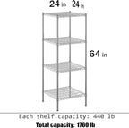 Regal Altair 24" Deep x 24" Wide x 64" Height Wire Shelving Kit | 4-Tier | NSF - Image 3