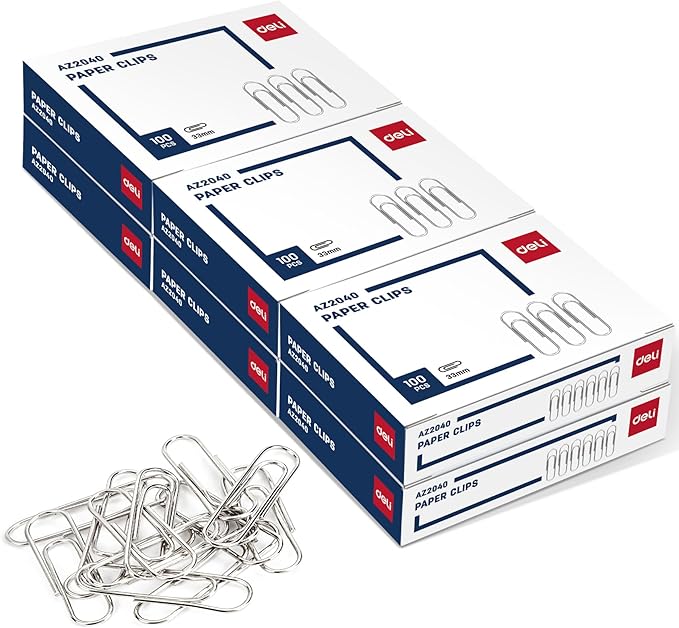 Deli #1 Smooth Paper Clips, 600 Medium Paper Clips, 6 Boxes of 100 Each by delioffice