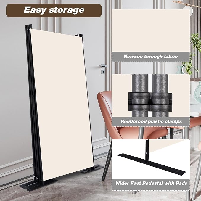 CHOSENM Room Divider, 4 Panel Folding Privacy Screens - Image 4