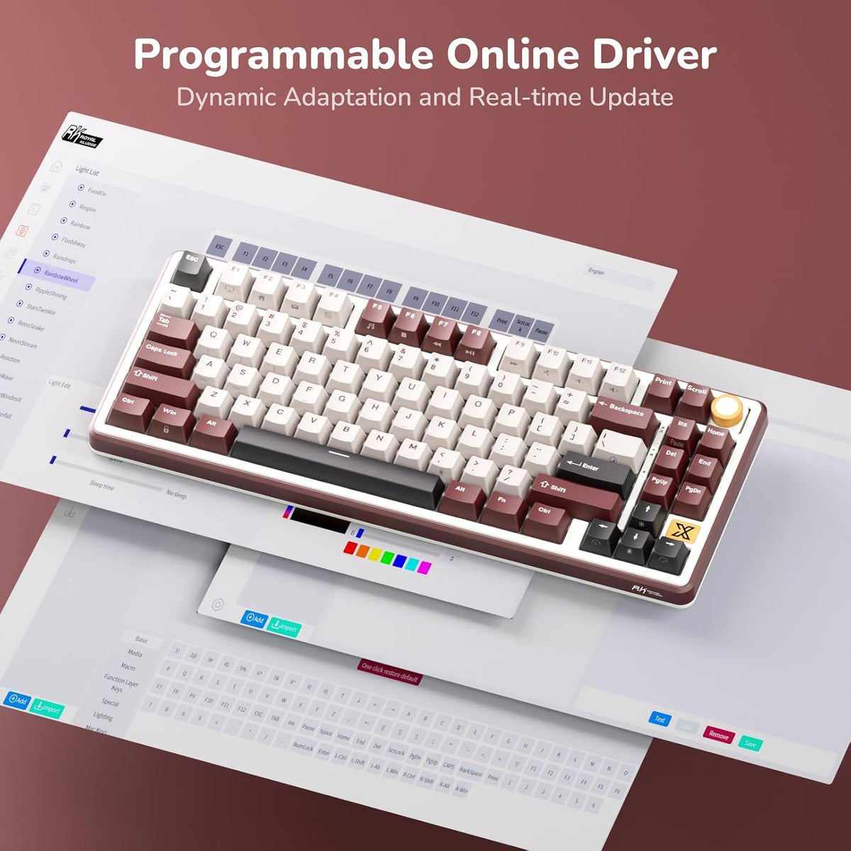 RK ROYAL KLUDGE X87 Wireless Keyboard, 75% TKL Keyboard w/Detachable Knob