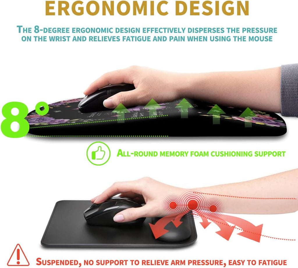 Hokafenle Ergonomic Mouse Pad Wrist Support with Massage Design, Wrist Rest Pain Relief Mousepad with Memory Foam&Non-Slip PU Base, Mouse Pads for Wireless Mouse & Desk (12x8 inch,You are)