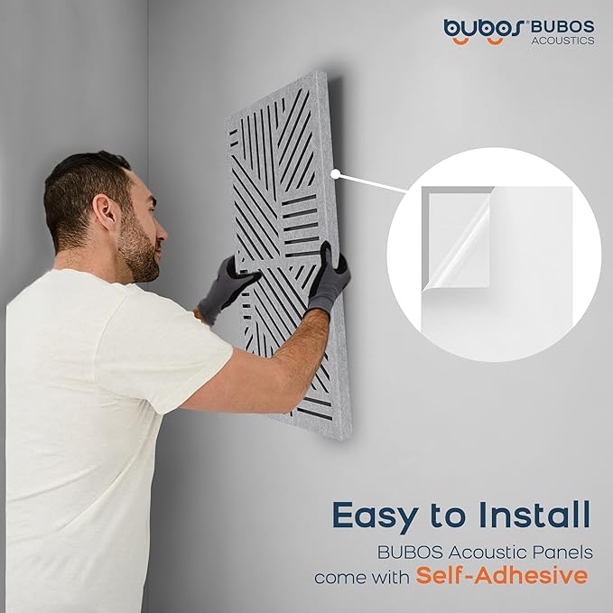 BUBOS 4 Pack Thickened Acoustic Panels, 23.6''x11.8'' Self-Adhesive Sound - Image 8