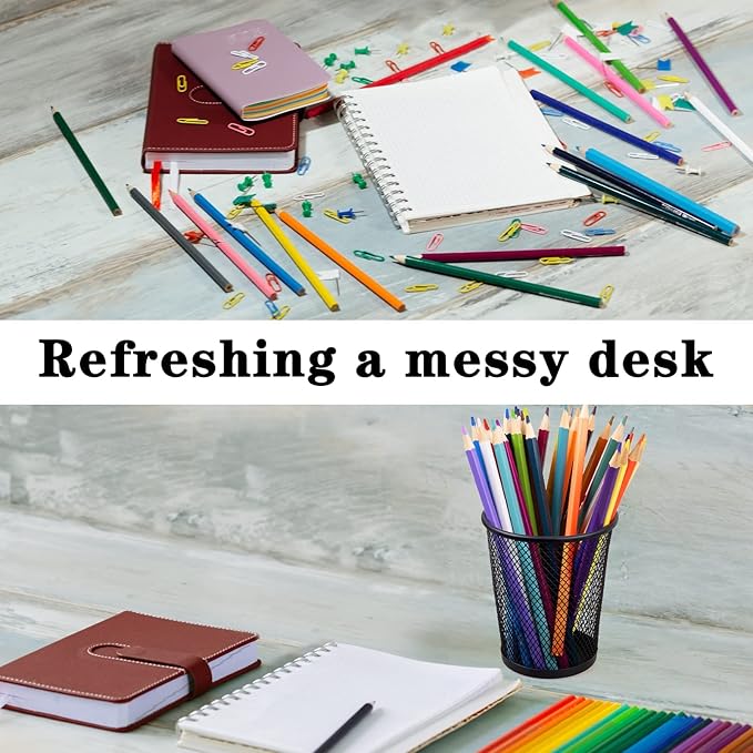 Gwybkq Pen Holder for Desk Mesh Pen Cups Metal Pencil Holder 12 Packs Desk - Image 4