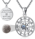 Compass Necklace for Women Men 925 Sterling Silver Pendant Urn Necklaces for by Eusense