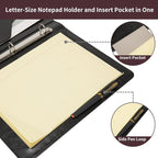 Geslun Vegan Leather 3 Ring Binder, 8.5 x 11 Letter Size Folio - Image 5