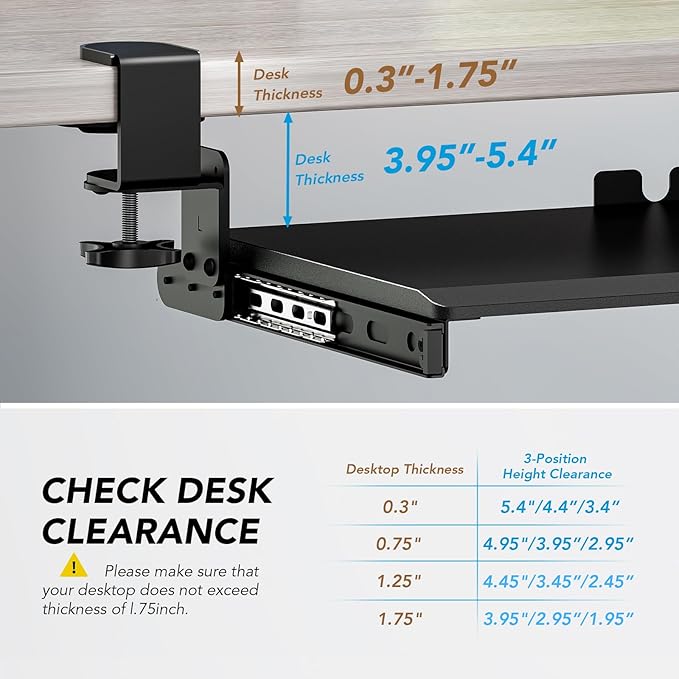 AX WABER Keyboard Tray Under Desk Pull Out - Image 4