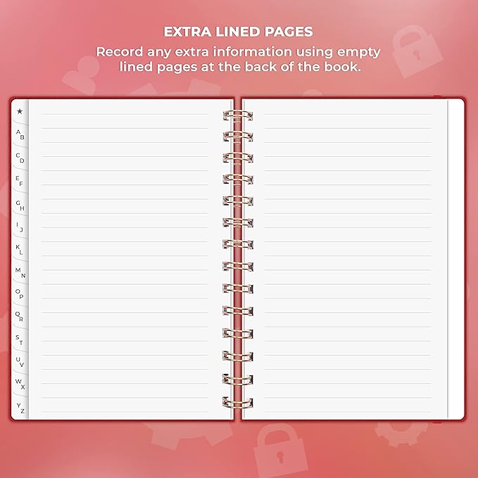 Clever Fox Password Book Spiral – Internet Address & Password Organizer - Image 6