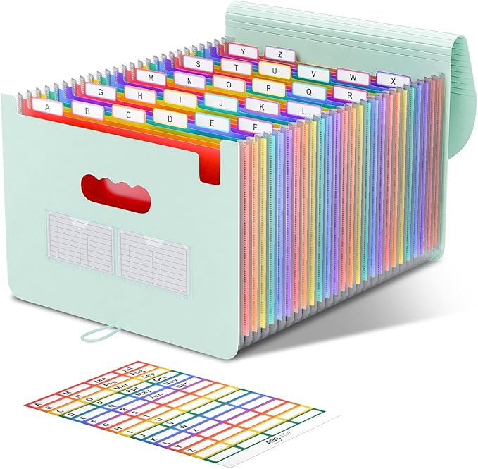 ABC life 26-Pocket Accordion File Organizer, Expanding File Folder, Letter/A4 by ABClife