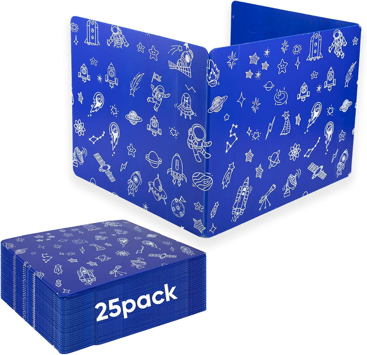 25-Pack Desk Dividers for Students, 3-Fold Privacy Screens, Durable Waterproo...