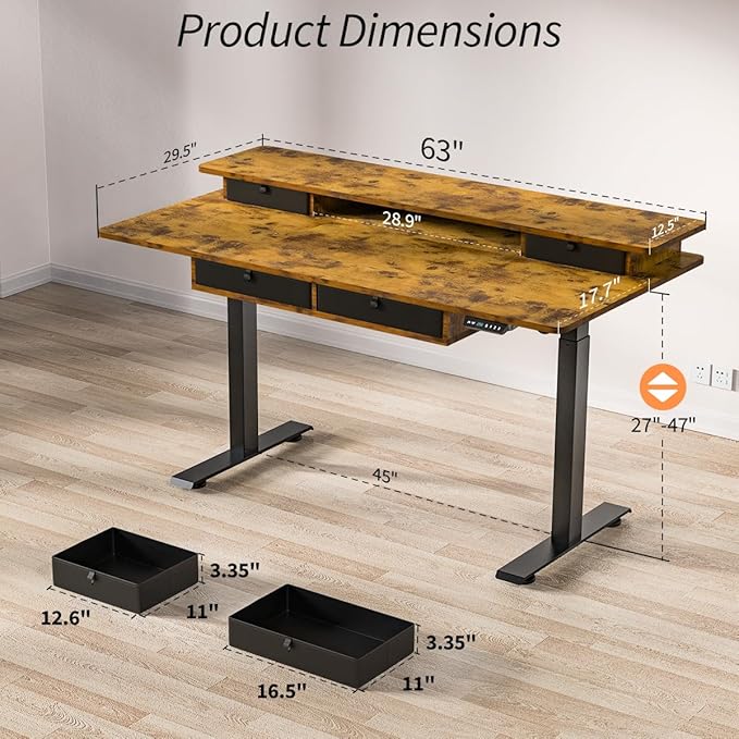 Kingant 63 x 30 Inch Electric Standing Desk - Image 3