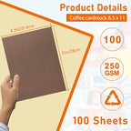 100 Sheets Coffee Color Cardstock 8.5 x 11 Craft Paper, 92lb Premium Dark Brown - Image 2