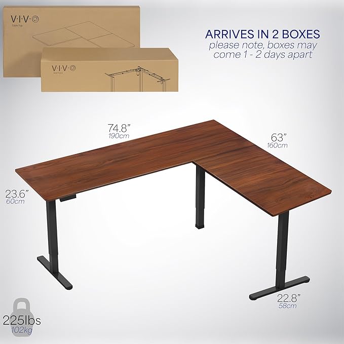 VIVO Electric Corner 75 x 63 inch L-Shaped Standing Desk, Memory Height - Image 6