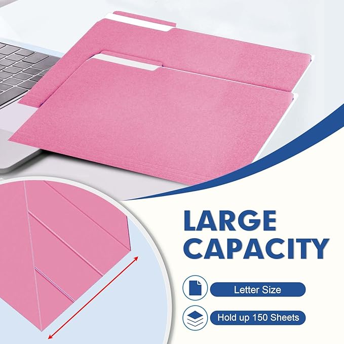 File Folder, PANDRI 120 Pack File Folder, 1/3 Cut Tab, Letter Size, Filing - Image 4