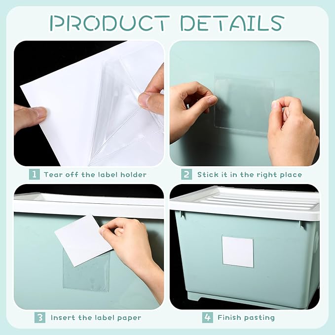 Jeyiour 100 Pcs Label Holders Adhesive Nameplate Pockets Storage Bin Labels - Image 6