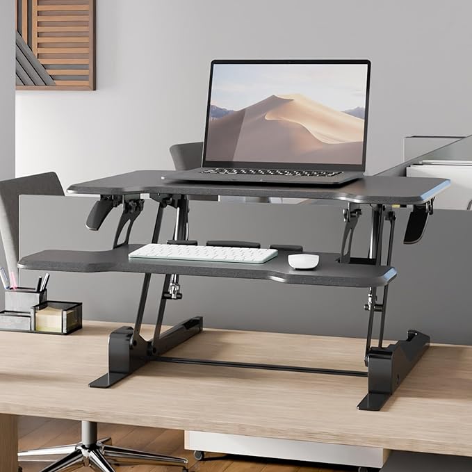 Mount-It! Height Adjustable Standing Desk Converter, Compact 30” Wide Tabletop - Image 2