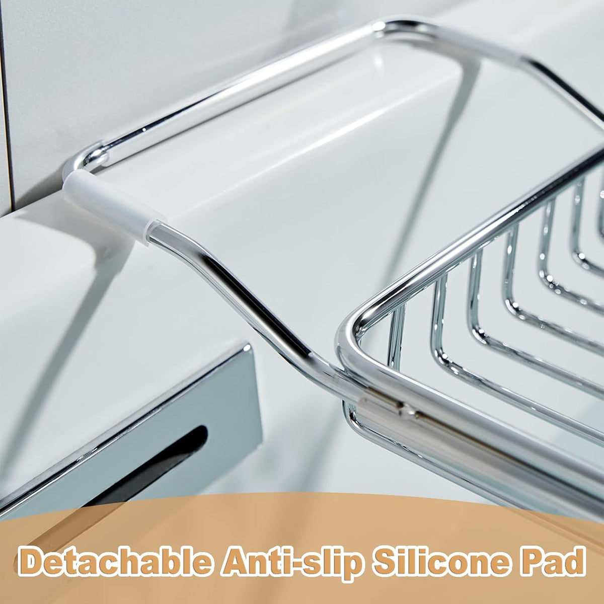 Stainless Steel Bathtub Caddy Tray, Expandable Bath Tub Tray Table, Adjustabl...