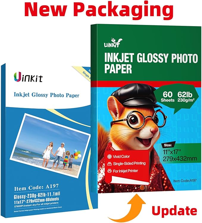 Uinkit 11 x 17 Thick Photo Paper Glossy 11x17 60Sheets 62lb Inkjet Heavyweight - Image 2