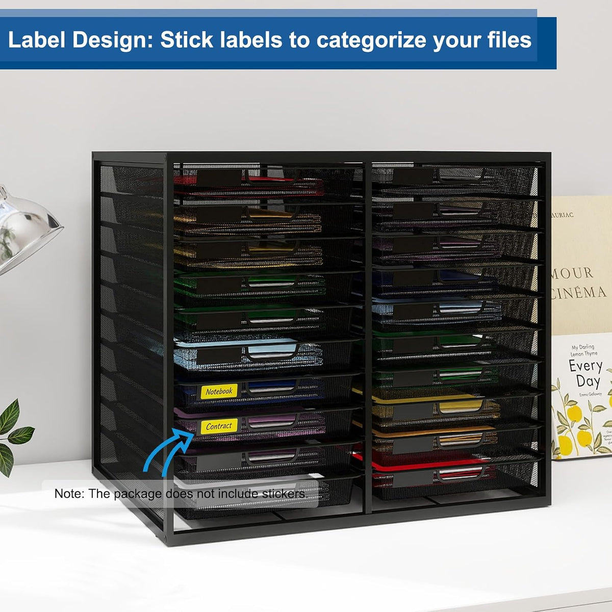 Natwind Mesh Desk Organizer with 20 Compartments Sliding Drawers,Black