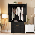 garveehome 70" wardrobe armoire wooden closet with 3, close-up detail