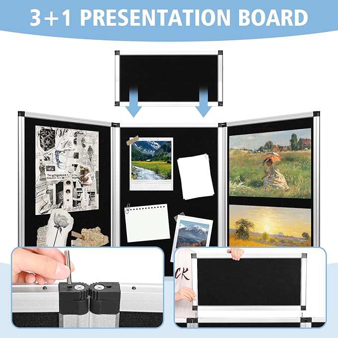 Nisorpa 3+1 Panel Folding Trade Show Presentation Board 70.8“ x 35.4” Trifold - Image 5