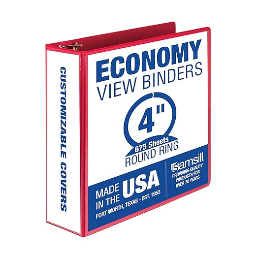 Samsill 4 Inch 3 Ring Binder, Made in USA, Economy Round Ring, 675 Sheet by Samsill
