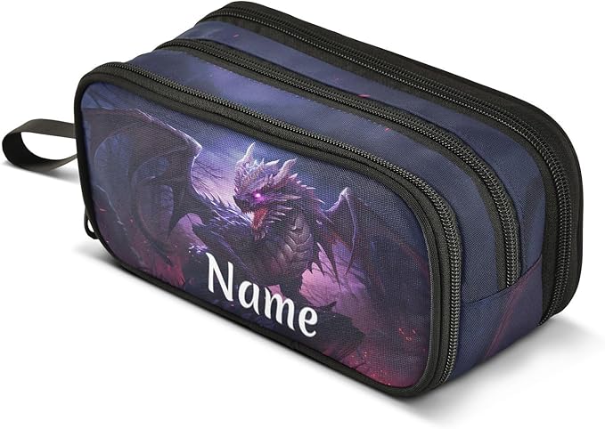 BOENLE Custom Dragon Purple Pencil Case Box Boys Girls Personalized Name Large by BOENLE-WELCOMEYOURCOMING